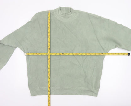 Oliver Bonas Women Green UK 16 Ribbed Mock Neck Relaxed Jumper