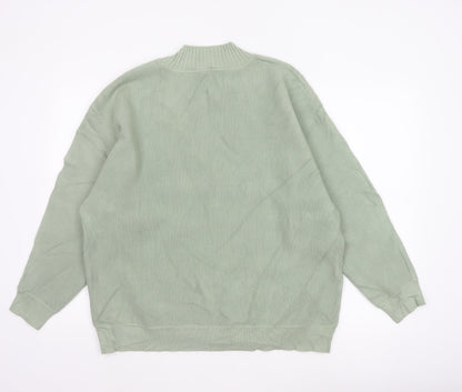 Oliver Bonas Women Green UK 16 Ribbed Mock Neck Relaxed Jumper