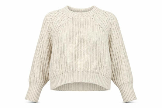 Zara Women Ivory L Chunky Cable Knit Crew Neck Raglan Jumper