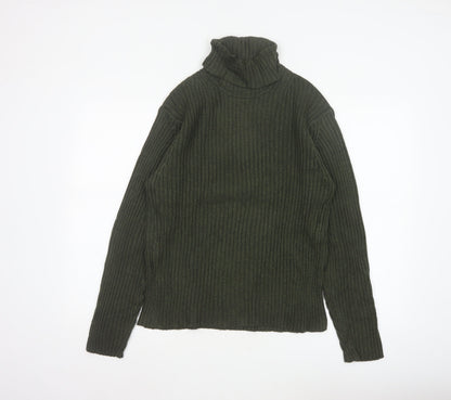 GAP Women’s Green M Ribbed Roll Neck Cotton Knit Pullover Jumper