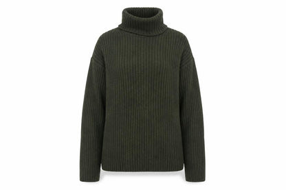 GAP Women’s Green M Ribbed Roll Neck Cotton Knit Pullover Jumper