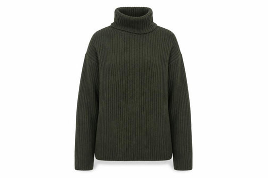 GAP Women’s Green M Ribbed Roll Neck Cotton Knit Pullover Jumper