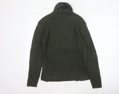 GAP Women’s Green M Ribbed Roll Neck Cotton Knit Pullover Jumper