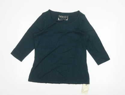 Marks and Spencer Women Green UK 14 Basic 3/4 Sleeve Jersey T-Shirt