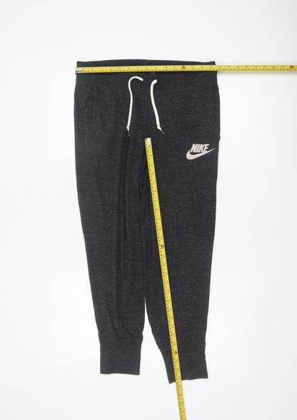 Nike Women’s Grey M Cotton Blend Logo Drawstring Cuffed Jogger Trousers