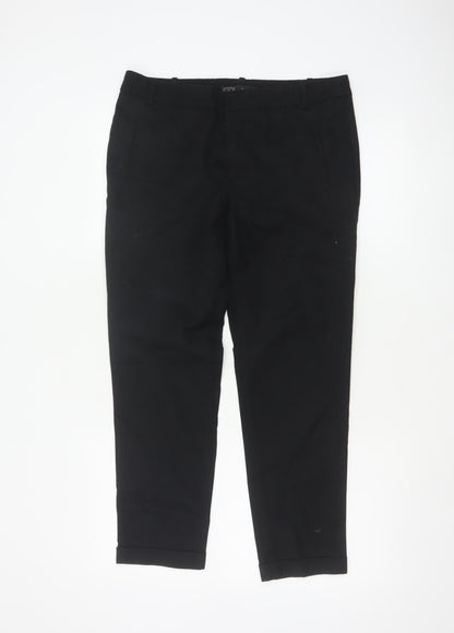 Zara Basic Women Black UK 12 Slim Tapered Smart Trousers Pockets