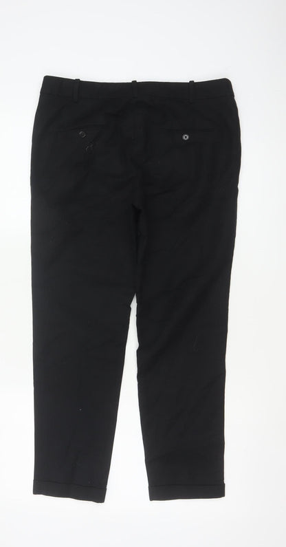 Zara Basic Women Black UK 12 Slim Tapered Smart Trousers Pockets