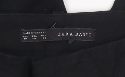 Zara Basic Women Black UK 12 Slim Tapered Smart Trousers Pockets
