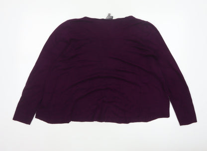 Phase Eight Women Purple Size 16 Open Front Cowl Neck Knit Cardigan