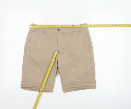ASOS Men’s Beige W32 Cotton Stretch Chino Shorts Flat Front