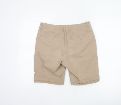 ASOS Men’s Beige W32 Cotton Stretch Chino Shorts Flat Front