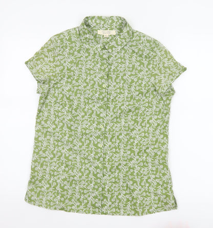Seasalt Cornwall Women Green Floral Organic Cotton Shirt UK 12