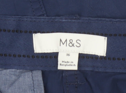 Marks & Spencer Women’s Blue UK 16 Chino Bermuda Cotton Stretch Shorts