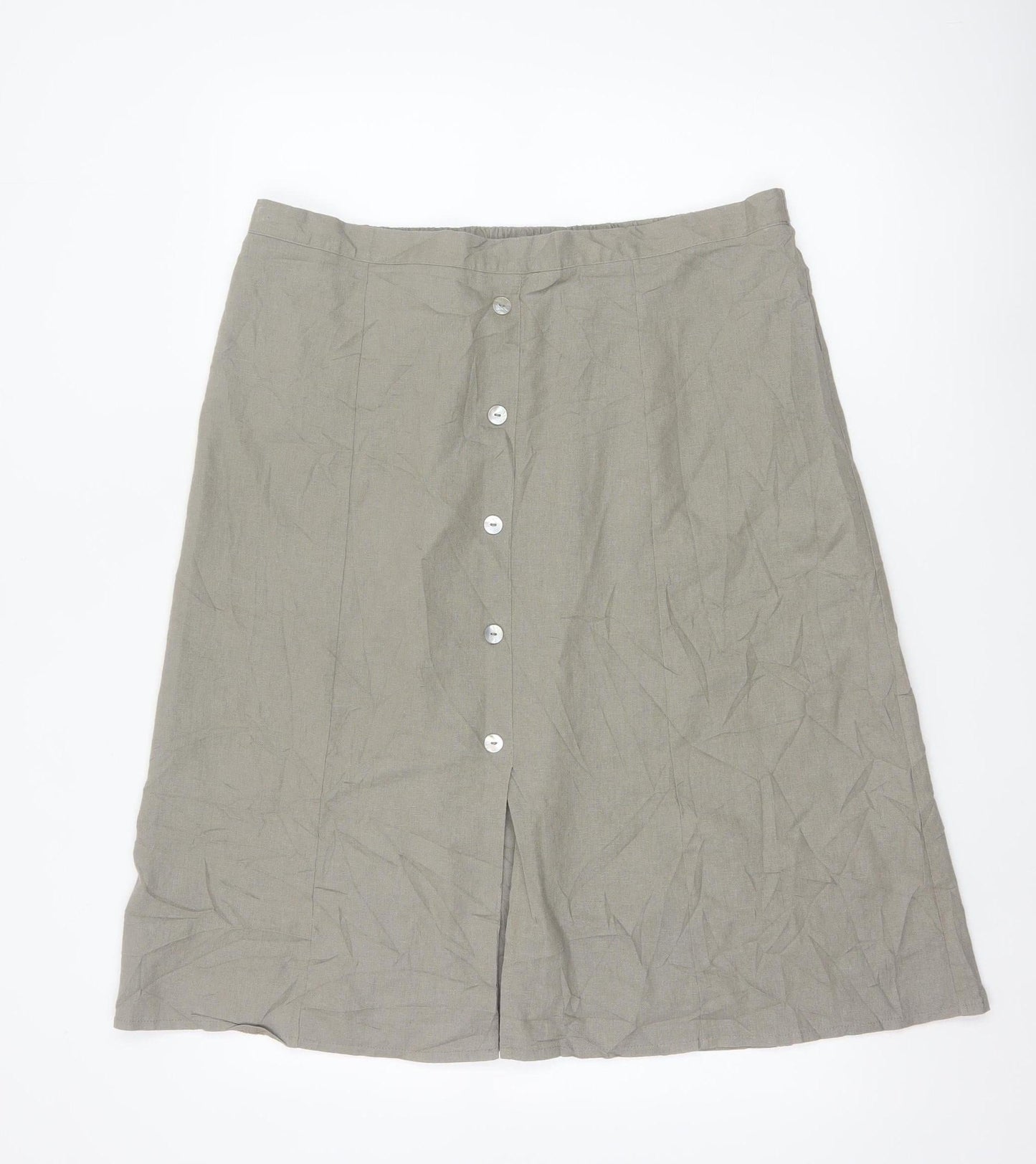 Afibel Women’s Beige UK 18 Linen Blend A-Line Knee Length Skirt