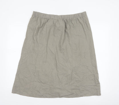 Afibel Women’s Beige UK 18 Linen Blend A-Line Knee Length Skirt