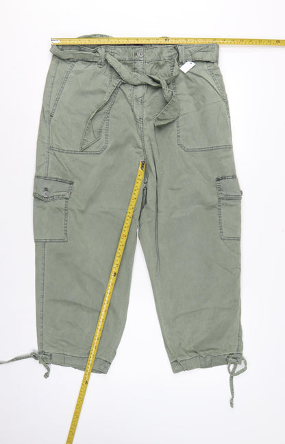 Marks & Spencer Women Green UK 18 Regular Cargo Trousers Belted