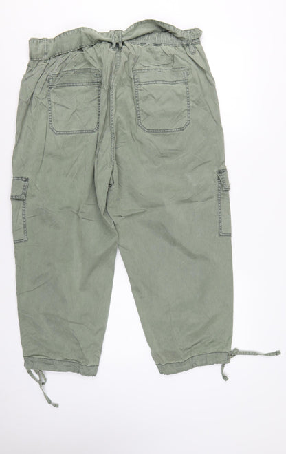 Marks & Spencer Women Green UK 18 Regular Cargo Trousers Belted