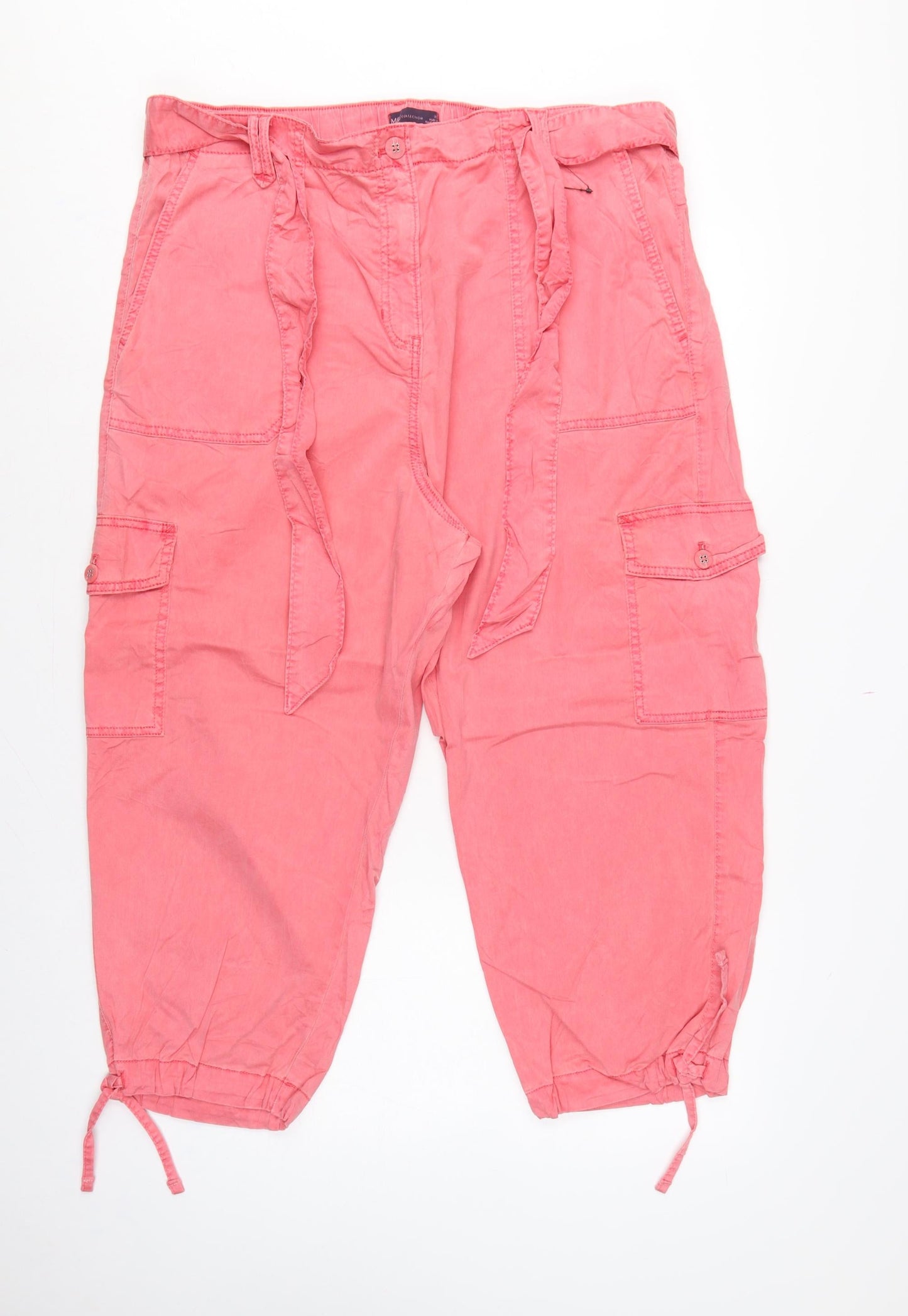 Marks and Spencer Women Pink UK 20 Cargo Cropped Lyocell Trousers