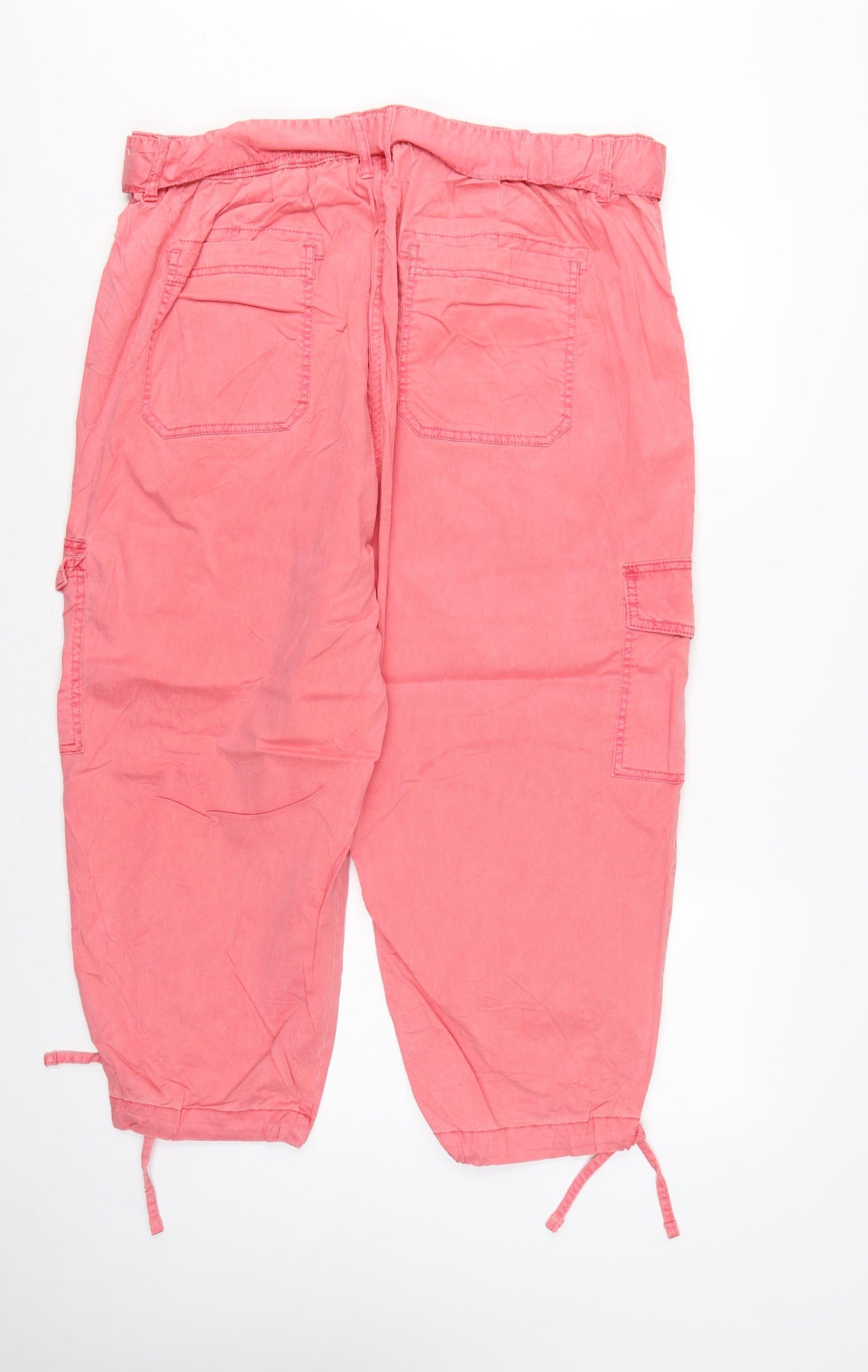 Marks and Spencer Women Pink UK 20 Cargo Cropped Lyocell Trousers