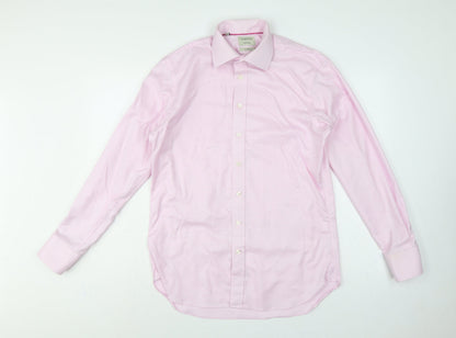 Chester Barrie Men’s Pink 15.5 Slim Cotton Gingham Formal Dress Shirt