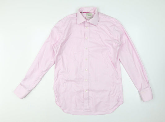 Chester Barrie Men’s Pink 15.5 Slim Cotton Gingham Formal Dress Shirt