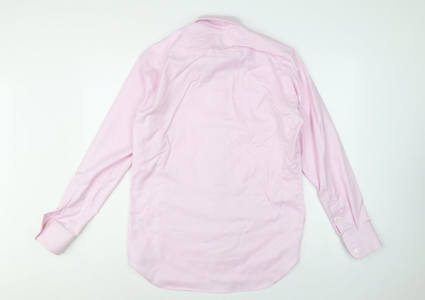 Chester Barrie Men’s Pink 15.5 Slim Cotton Gingham Formal Dress Shirt