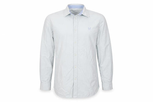 Front view of Crew Clothing Men’s Light Blue M Classic Fit Cotton Shirt