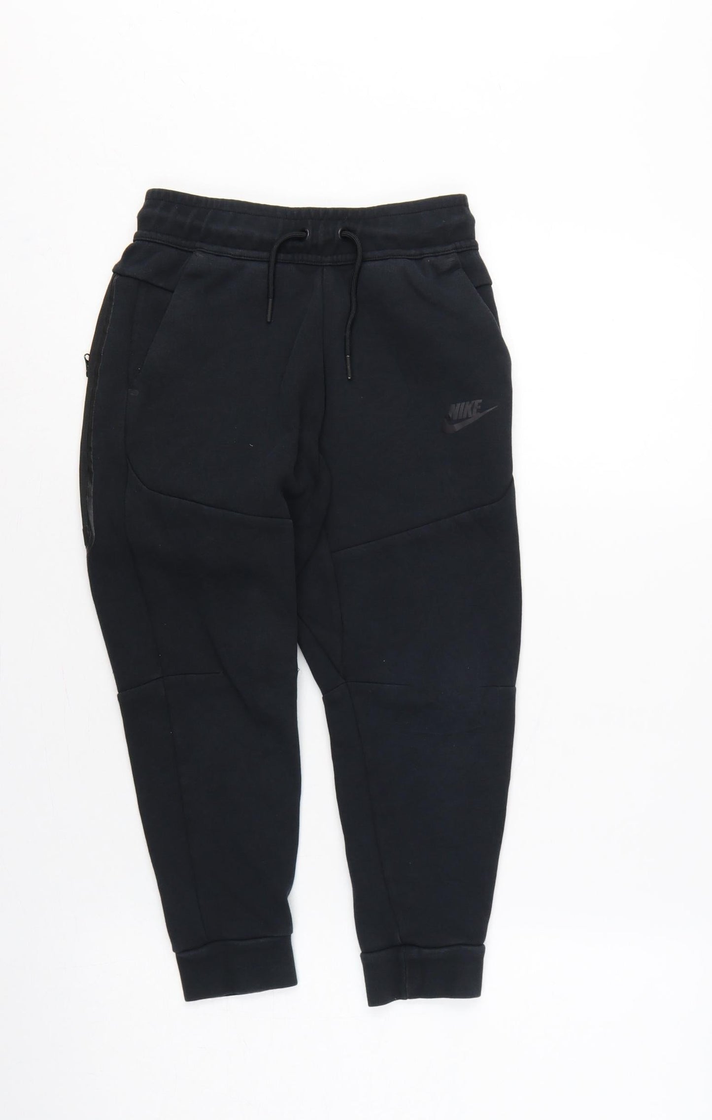 Nike Boys Black S Jogger Trousers Cotton Blend Drawstring Zip Pocket