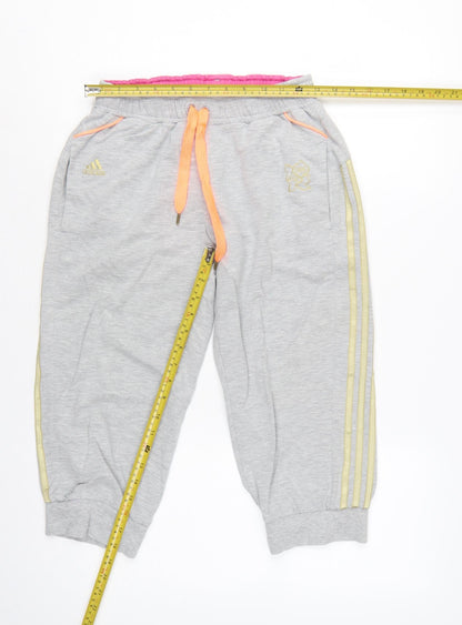 Adidas Women’s Grey UK 8 London 2012 3/4 Sweat Shorts Drawstring