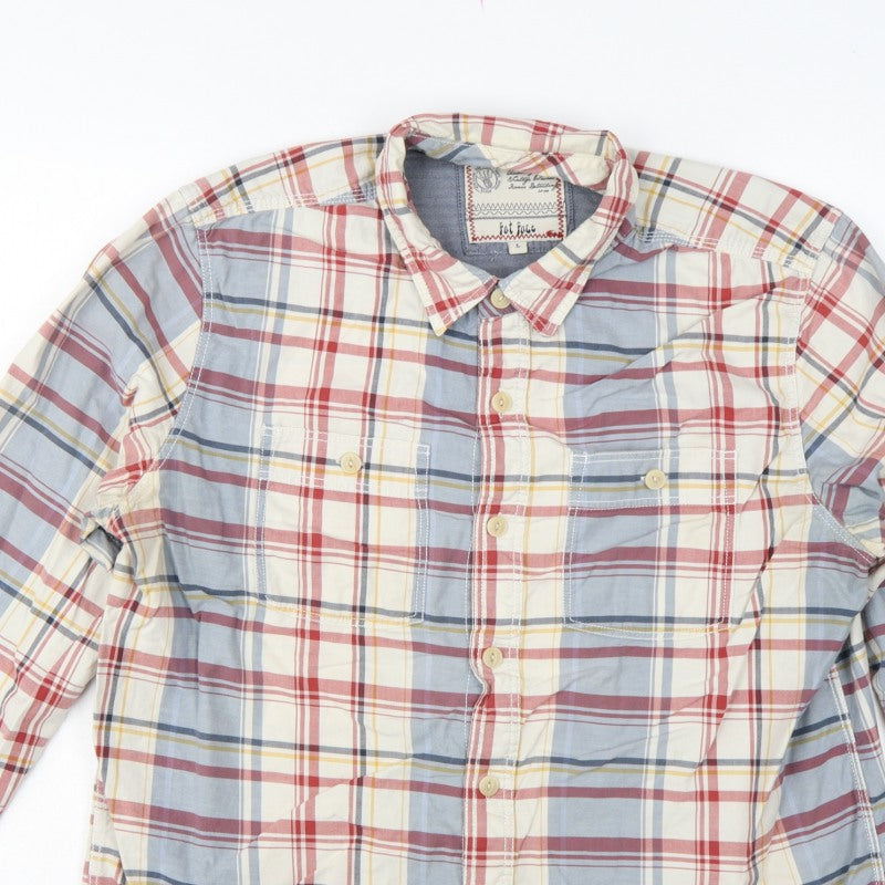 Fat Face Men’s Multicoloured Plaid Button-Down Shirt Size L Long Sleeve