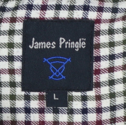 James Pringle Men's Multicoloured Check Shirt L Long Sleeve Button-Down