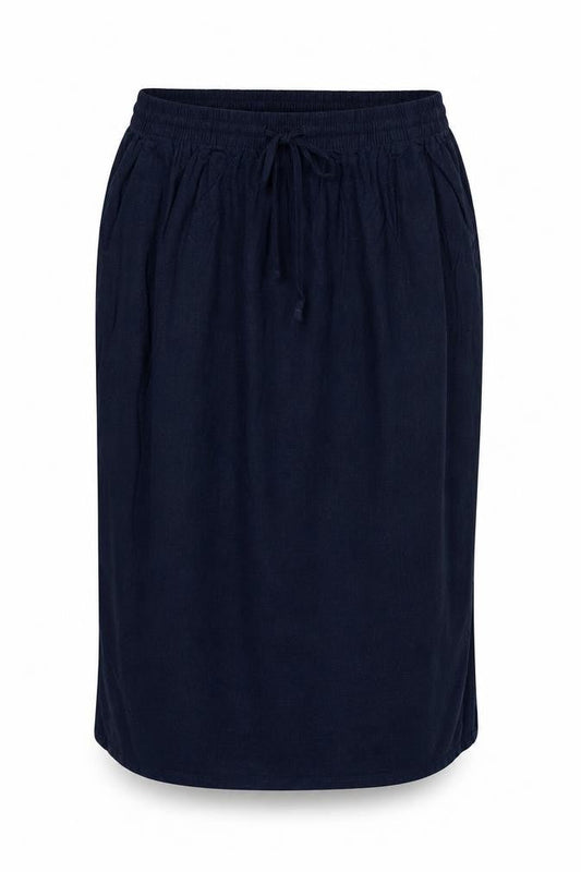 Marks and Spencer Women's Blue UK 12 Linen Blend Midi Straight Skirt