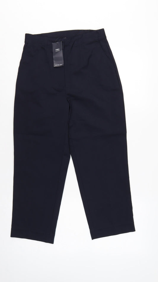 Marks and Spencer Women Blue UK 8 High Rise Tapered Trousers