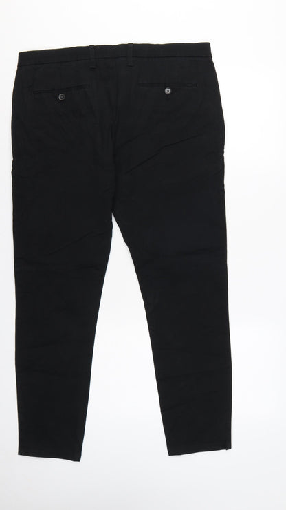 Marks and Spencer Men Black W36 Short Skinny Fit Chino Trousers