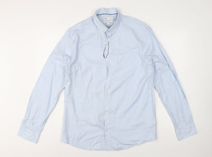 Marks & Spencer Men’s Blue L Slim Fit Stretch Button-Down Shirt