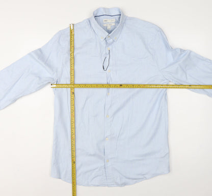 Marks & Spencer Men’s Blue L Slim Fit Stretch Button-Down Shirt