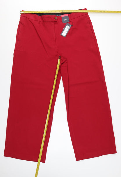 Marks & Spencer Women's Red UK 18 Wide Leg High Rise Trousers