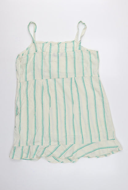 Marks and Spencer Women Beige Green Stripe Size 18 Shift Linen Dress