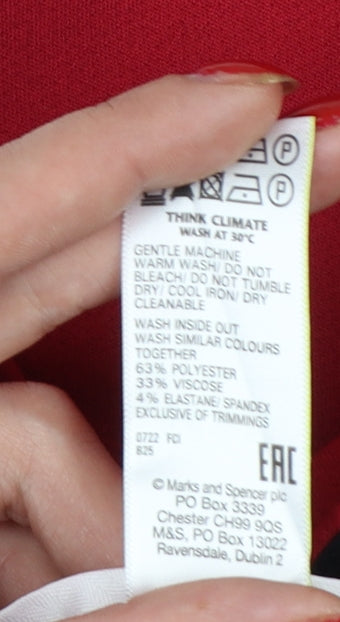 Marks & Spencer Women Red UK 16 Short High Rise Wide Leg Trousers