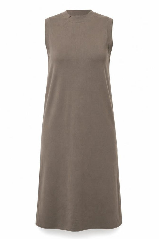 Zara Women Brown M Long Sleeveless Knit Tank Dress Crew Neck