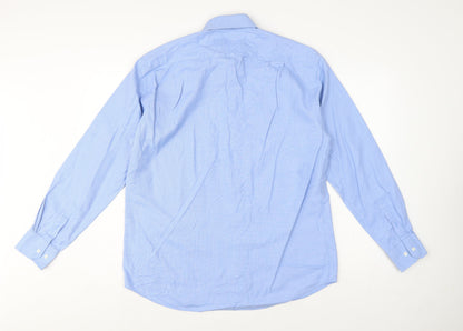 Thomas Nash Men Blue 16 41cm Pure Cotton Gingham Formal Shirt