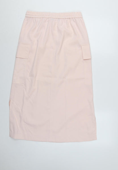 Marks & Spencer Women Pink UK 10 Cargo Long Skirt Pockets