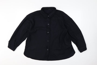 UNIQLO Women’s Black XS Basic Collared Long Sleeve Button-Up Shirt