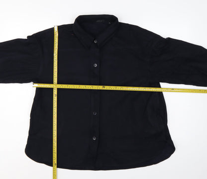 UNIQLO Women’s Black XS Basic Collared Long Sleeve Button-Up Shirt