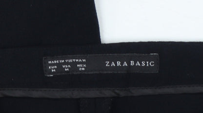 Zara Women Black UK 12 Slim Tapered Zip Pocket Dress Trousers