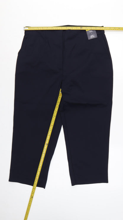 M&S Women’s Navy Blue Size 16 Slim Cropped High Rise Trousers