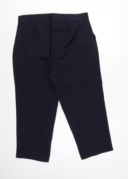 M&S Women’s Navy Blue Size 16 Slim Cropped High Rise Trousers