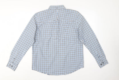 John Lewis Men Blue White Check Cotton Oxford Button-Up Shirt M