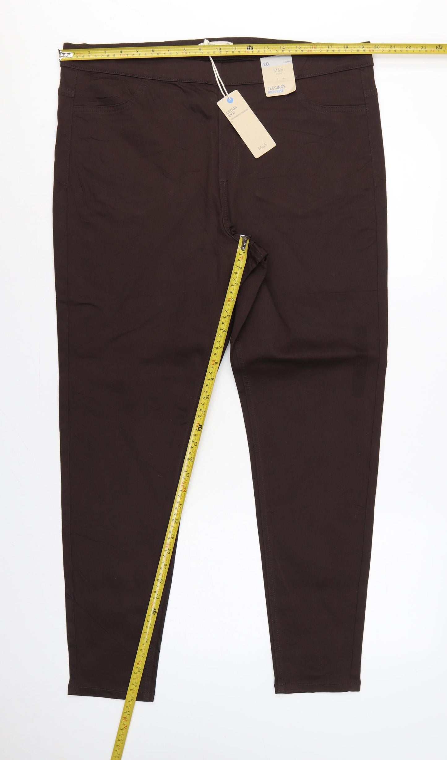 Marks & Spencer Women Brown Size 20 Long High Rise Skinny Jeggings