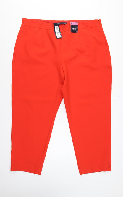 Marks & Spencer Unisex Red Size 22 Straight High Rise Trousers